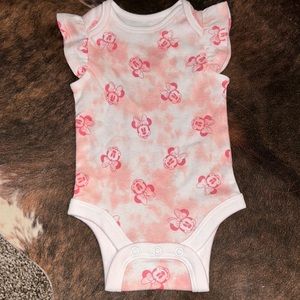 Minnie Mouse Onsie ruffle one piece suit cotton tie die pink